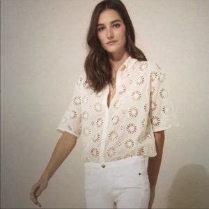 Ba&sh white/cream eyelet shirt